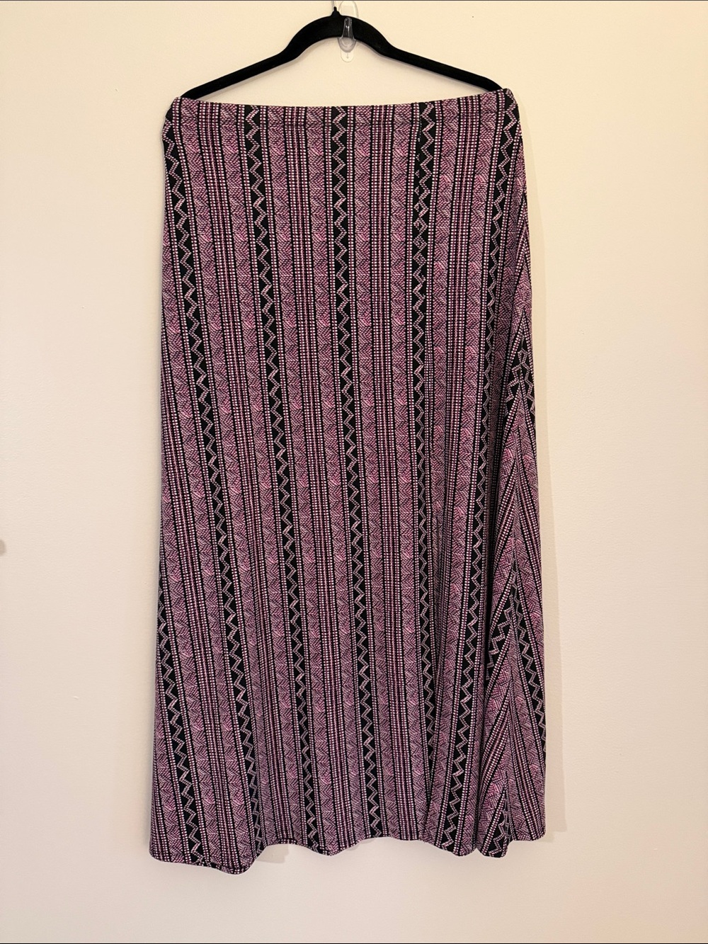 Striped Tribal Maxi Skirt in Pink and Black